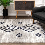 5? x 8? Gray and Navy Boho Chic Area Rug