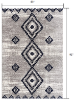 5? x 8? Gray and Navy Boho Chic Area Rug