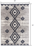 5? x 8? Gray and Navy Boho Chic Area Rug