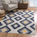 2' x 4' Blue and Gray Kilim Pattern Area Rug