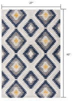 2' x 4' Blue and Gray Kilim Pattern Area Rug