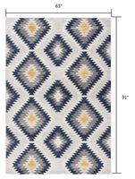 2' x 4' Blue and Gray Kilim Pattern Area Rug