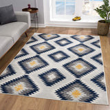 2' x 4' Blue and Gray Kilim Pattern Area Rug