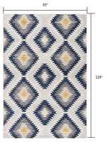 2' x 4' Blue and Gray Kilim Pattern Area Rug