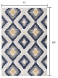 2' x 4' Blue and Gray Kilim Pattern Area Rug