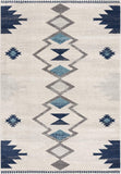 7? x 10? Navy and Ivory Tribal Pattern Area Rug