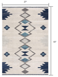 7? x 10? Navy and Ivory Tribal Pattern Area Rug