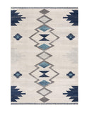 7? x 10? Navy and Ivory Tribal Pattern Area Rug