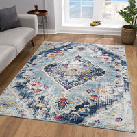 4? x 6? Blue Distressed Medallion Area Rug