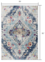 4? x 6? Blue Distressed Medallion Area Rug