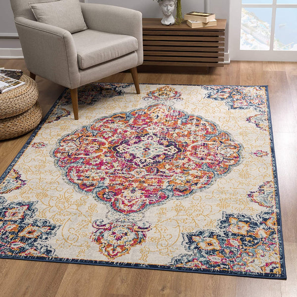 4? x 6? Cream Decorative Medallion Area Rug