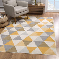 2? x 4? Yellow Triangular Lattice Area Rug