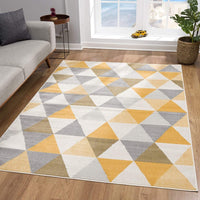 2? x 4? Yellow Triangular Lattice Area Rug