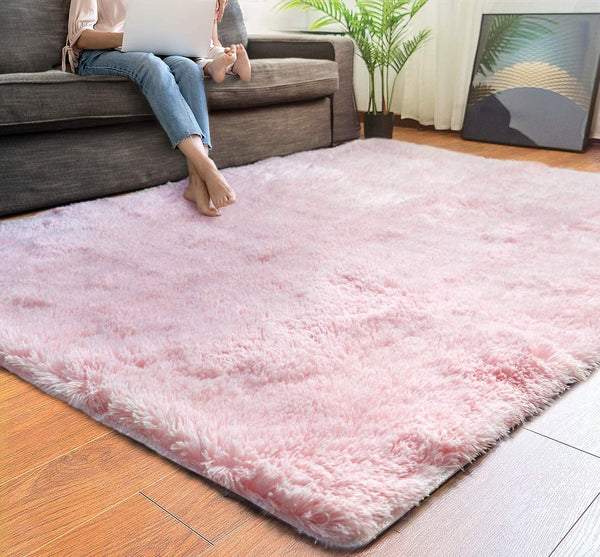 4? x 5? Pink Solid Modern Area Rug