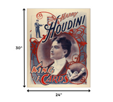 30" x 24" Houdini King of Cards Vintage Magic Poster Wall Art