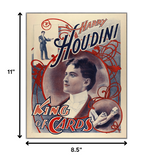 30" x 24" Houdini King of Cards Vintage Magic Poster Wall Art