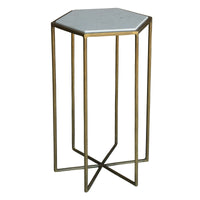 Geometric Gold and White Marble Side Table