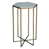 Geometric Gold and White Marble Side Table