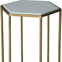 Geometric Gold and White Marble Side Table