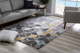 5? x 8? Gray and Gold Cubic Block Area Rug