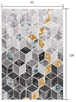 5? x 8? Gray and Gold Cubic Block Area Rug