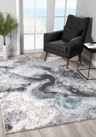 5? x 8? Black and Gray Abstract Whirlpool Area Rug