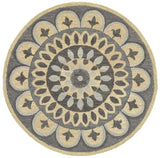 4? Round Gray Floral Bloom Area Rug