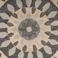 4? Round Gray Floral Bloom Area Rug