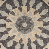 4? Round Gray Floral Bloom Area Rug