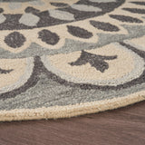 4? Round Gray Floral Bloom Area Rug