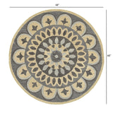 4? Round Gray Floral Bloom Area Rug