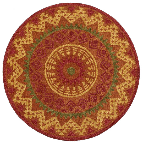 4? Round Orange Decorative Area Rug