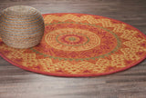 4? Round Orange Decorative Area Rug