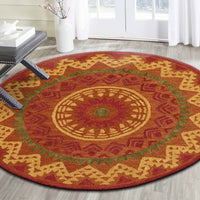 4? Round Orange Decorative Area Rug