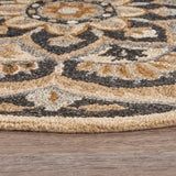 6? Round Black Flower Blossom Area Rug