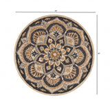 6? Round Black Flower Blossom Area Rug