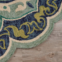 4? Round Blue Ornate Medallion Area Rug