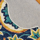 4? Round Ivory and Navy Decorative Area Rug