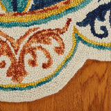 4? Round Ivory and Navy Decorative Area Rug