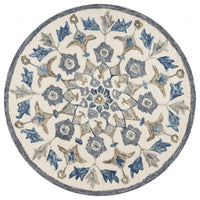 4? Round Blue Floral Oasis Area Rug