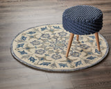 4? Round Blue Floral Oasis Area Rug