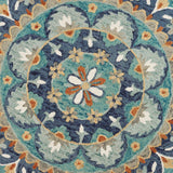 4? Round Blue Floral Mandala Area Rug