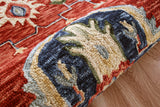 5? x 7? Red and Blue Floral Medallion Area Rug