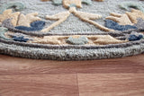 3? Round Blue and Beige Floral Area Rug