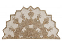 3? Round Tan Retro Modern Medallion Area Rug