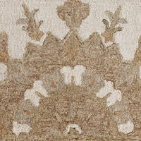 3? Round Tan Retro Modern Medallion Area Rug