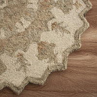 3? Round Tan Retro Modern Medallion Area Rug