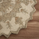3? Round Tan Retro Modern Medallion Area Rug