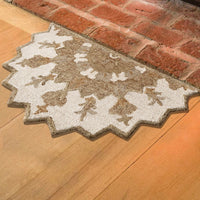 3? Round Tan Retro Modern Medallion Area Rug