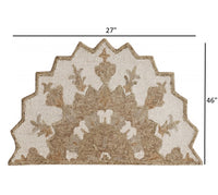 3? Round Tan Retro Modern Medallion Area Rug